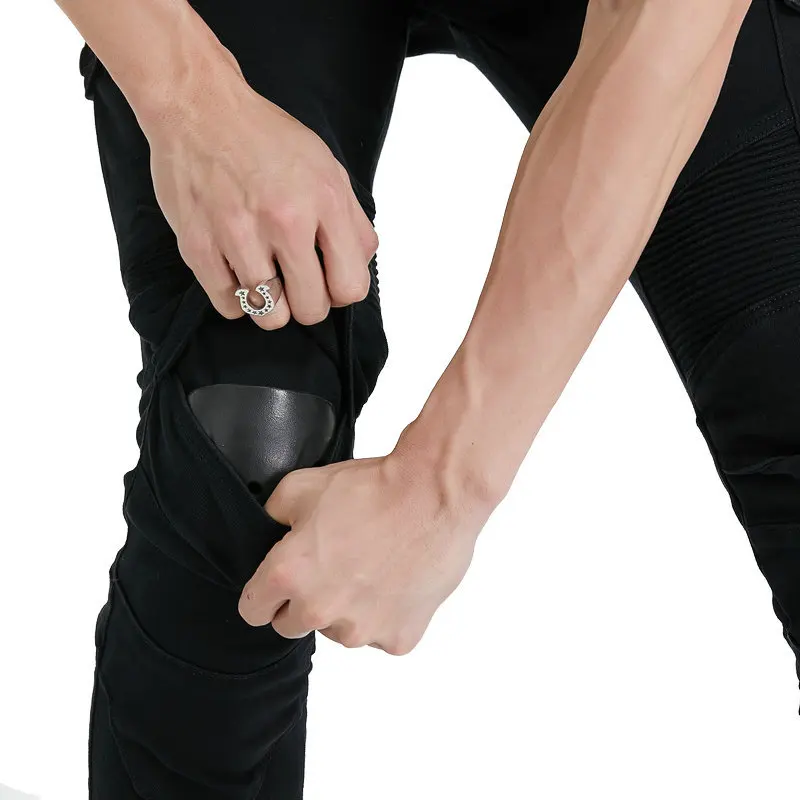 LOMENG Motorcycle Riding Pants Motorbike Motocross Cycling Jeans Safety CE knee Hip Removable Armored All Seasons for Men LM07