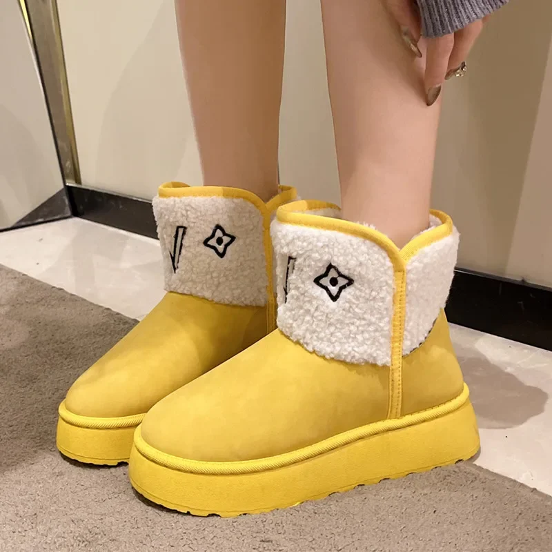 

2024 New Warm Snow Boots Women Waterproof Suede Platform Boots for Women Non Slip Ankle Boots Cotton Furry Shoes Botas De Mujer
