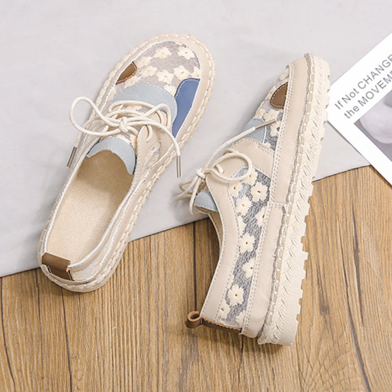 Lace Canvas Women Shoes Hollow Woman Flat Shoes Cutouts  Running Casual Sneakers Women Summer Breathable Flat Women Sports Shoes