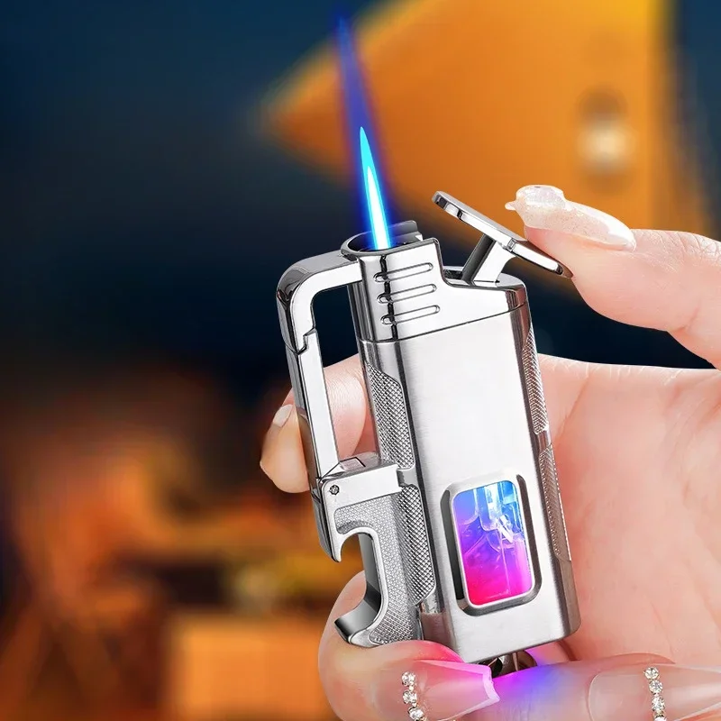 Металлический многофункциональный брелок ветрозащитная газовая зажигалка с