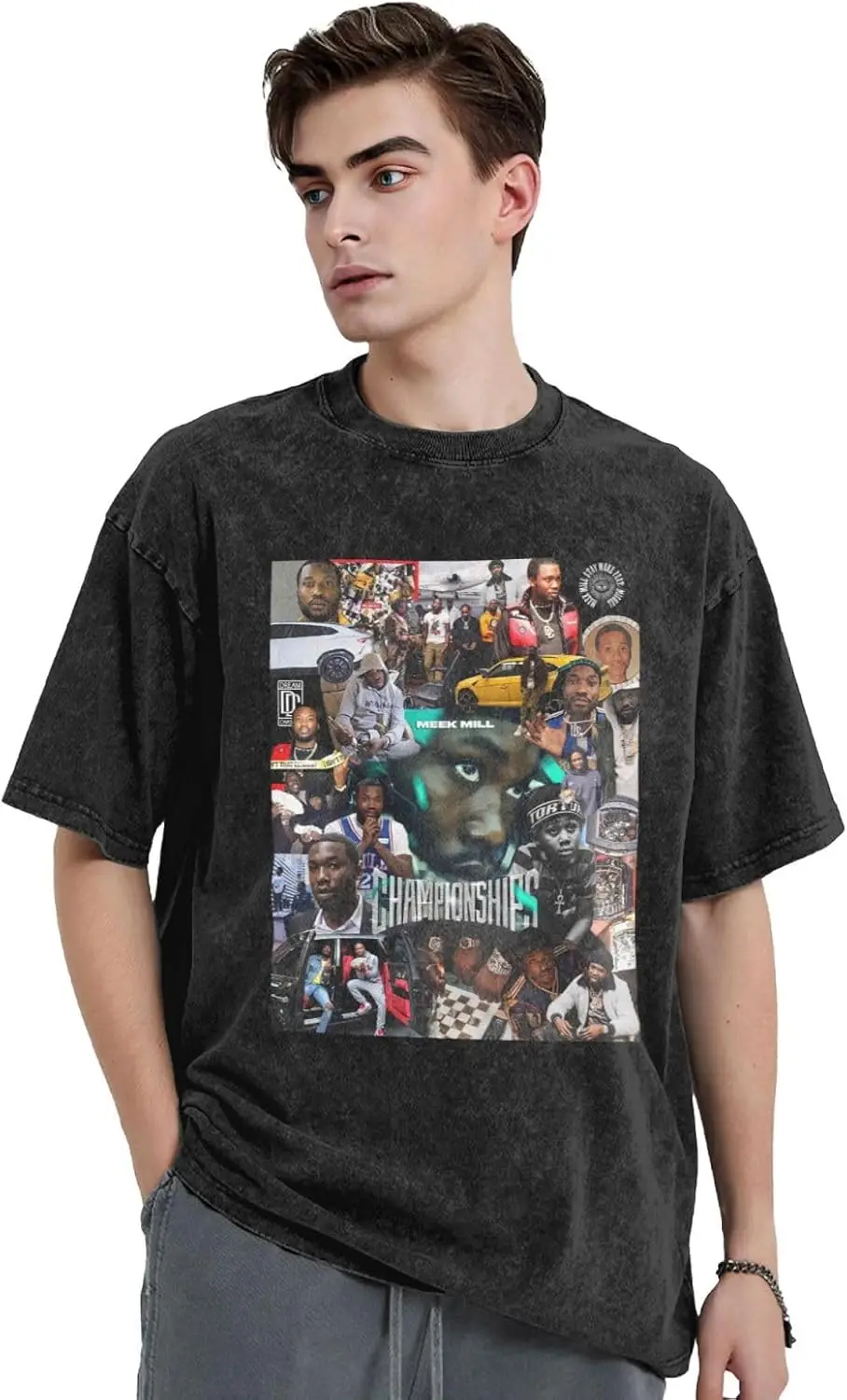 ROCK BAND Meek Rapper Mill рубашка для мужчин мытая винтажная футболка с коротким рукавом