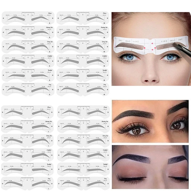 

6Pcs/set Stencil Shaping Brow Definer Soft Eyebrow Shaper With Elastic Band Eyebrow Stamp Card DIY Reusable Ruler Makeup Tools