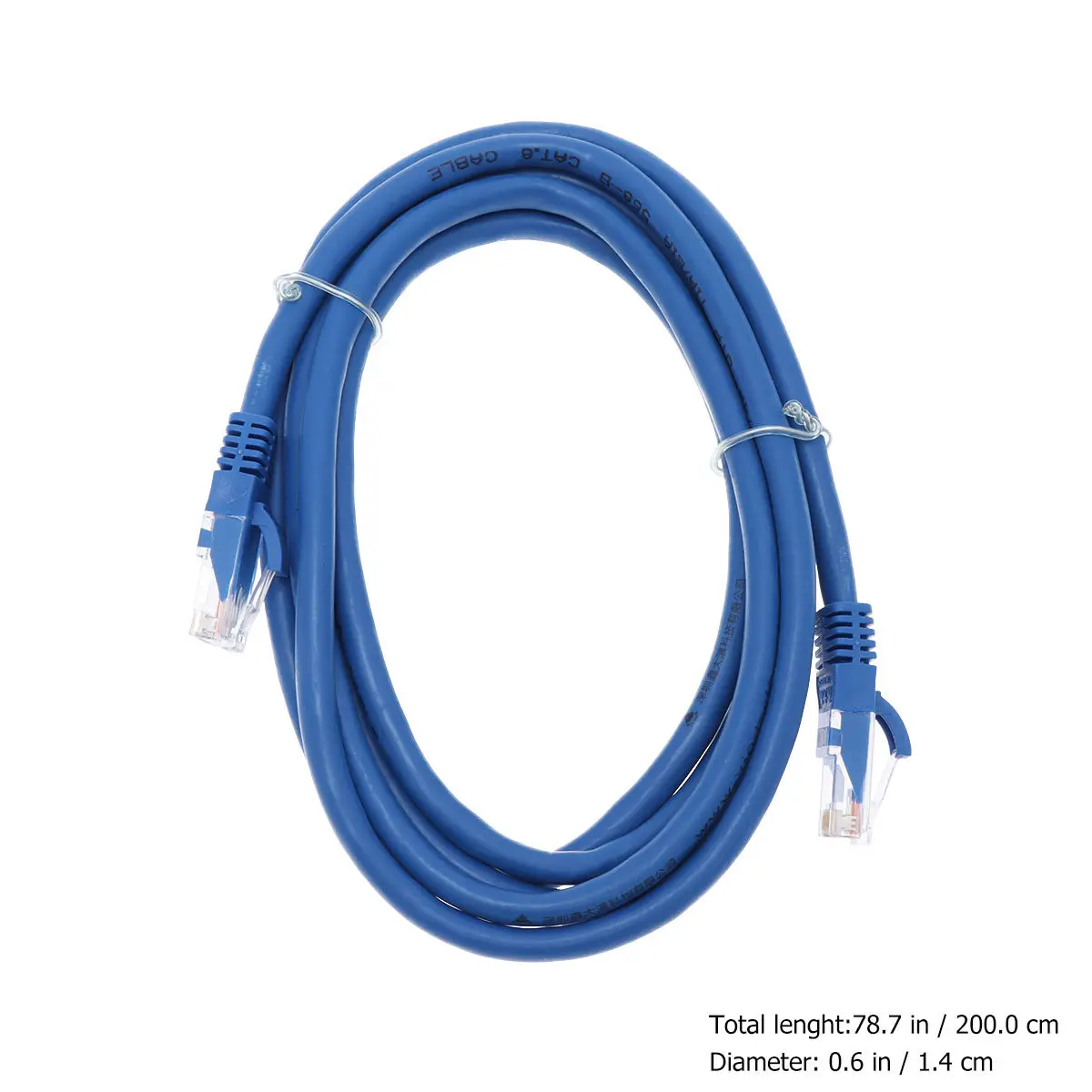 2-метровый синий кабель Ethernet Cat6 с позолоченными разъемами RJ45, защитой от перегиба и беззазорной конструкцией для (art.: 3920dcf209d68) - 3920dcf209d68