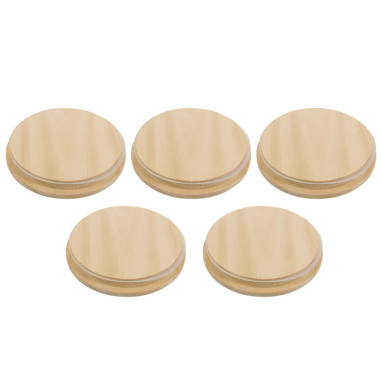 

5 Pcs Solid Wood Cover Ordinary Set Wood Drink Cup Lid Can Lid Drink Cup Lid Set Silicone Decorative Bamboo Lids