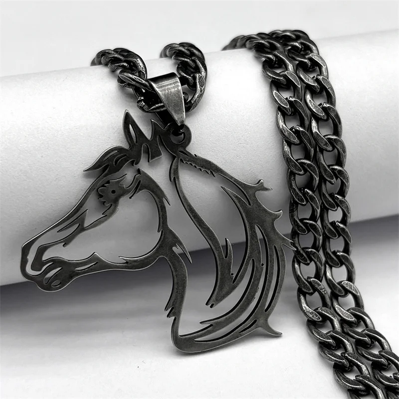Прекрасное ожерелье с подвеской в виде головы лошади женское и мужское из