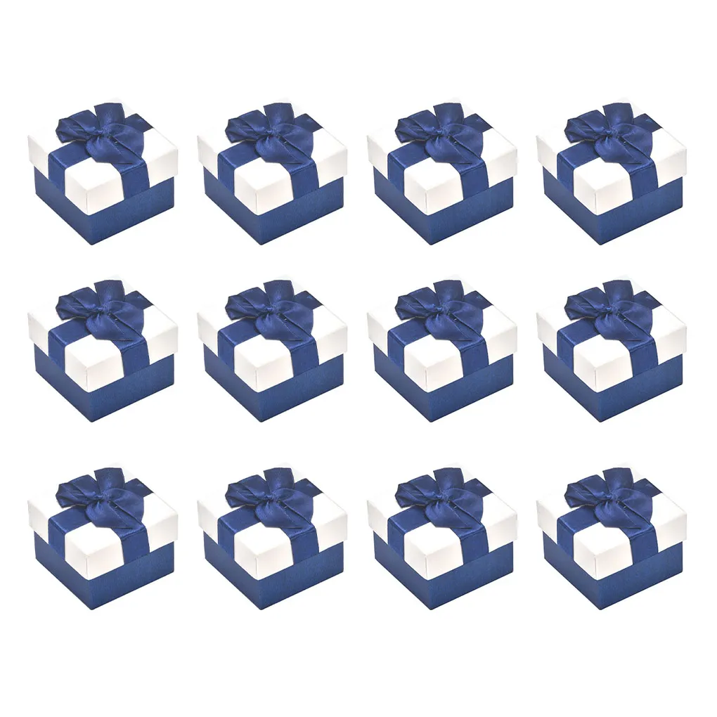 

12Pcs Bowknot Box Gift Earrings Storage Jewellery Ring Packaging Display Case Pendant Fashionable Container Pink