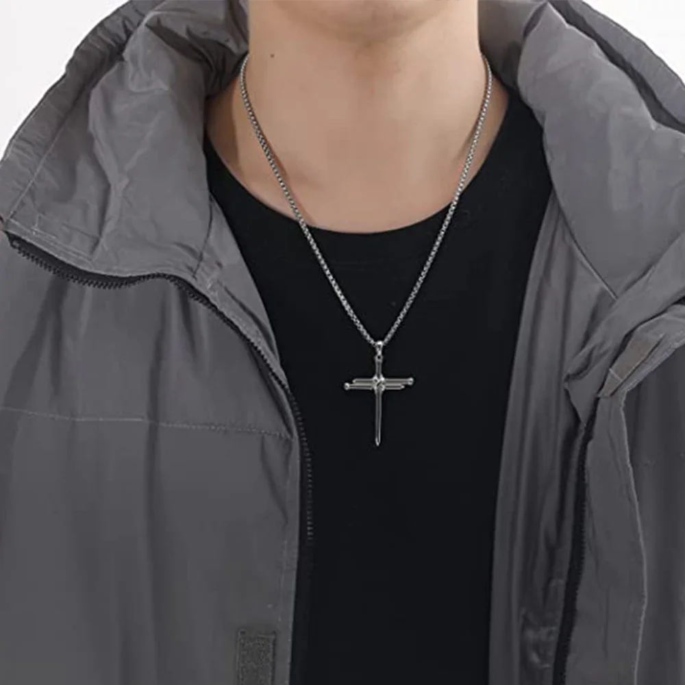 Ожерелье мужское из нержавеющей стали в стиле хип-хоп Винтажное колье с крестом