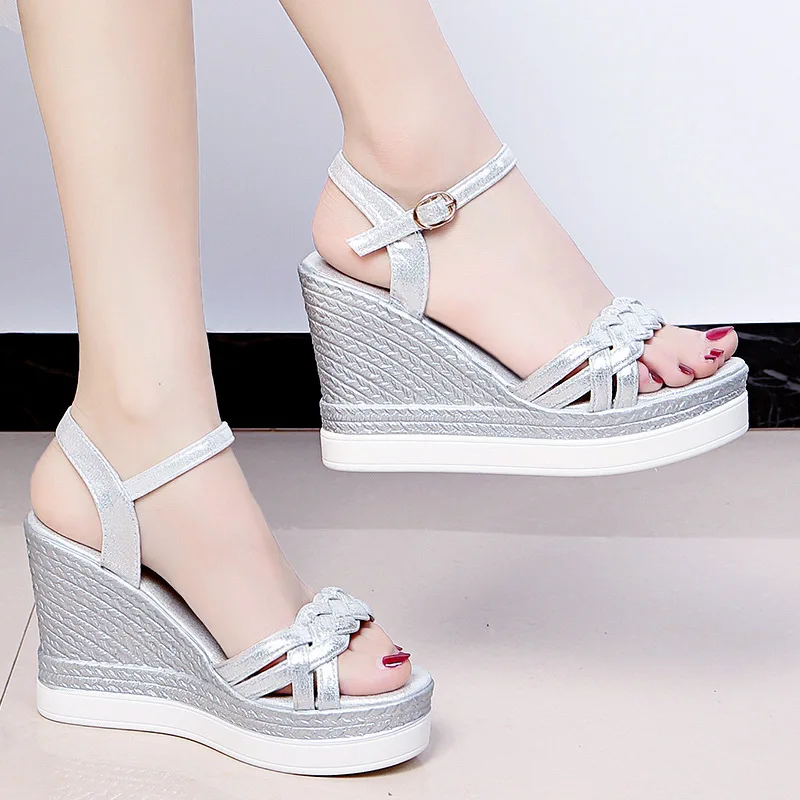 Women Summer Wedge Heel Sandals Platform Sandals Strap Open Toe Chunky Bottom Casual Shoes 2022 gold silver pink sandals 10cm