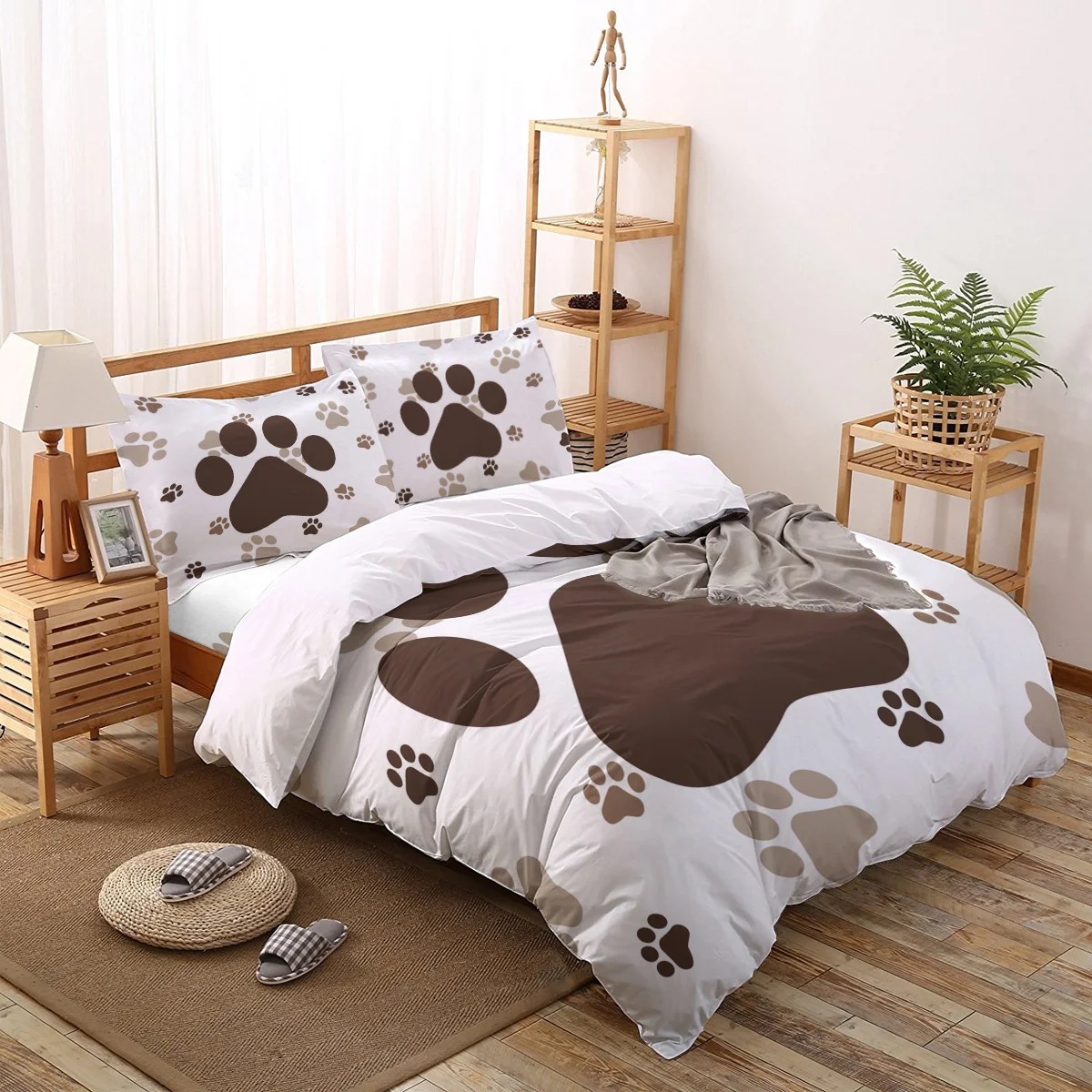 Комплект постельного белья с принтом животных, зимнее постельное белье, простыня, наволочка, Королевский размер, пододеяльник для спальни