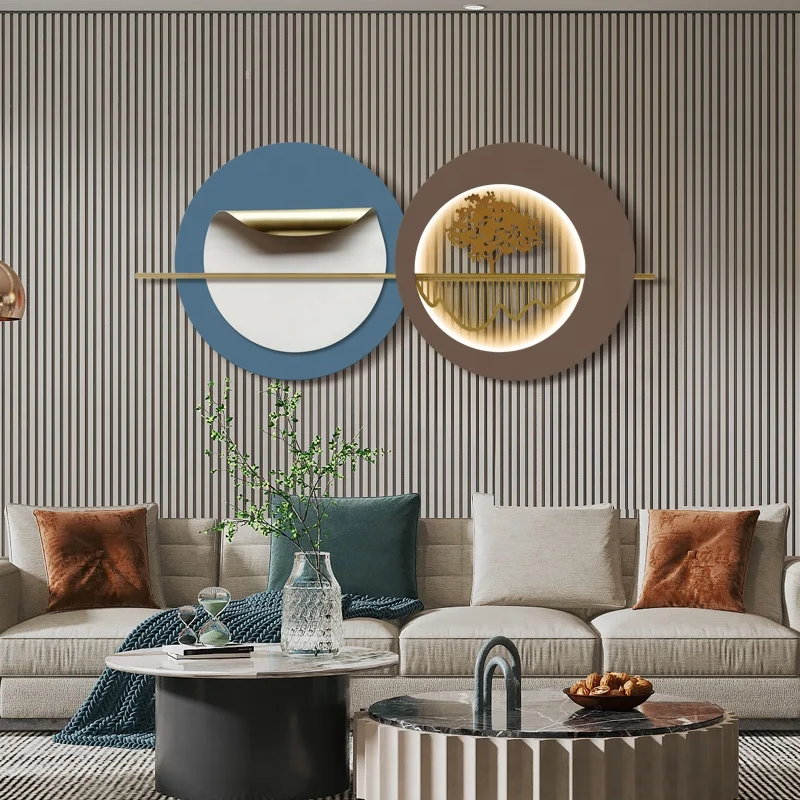 

New Arrival Wholesale Wall Art Painting Luxurious Style Handmade Landscape 3D Wall Decor With Lamp