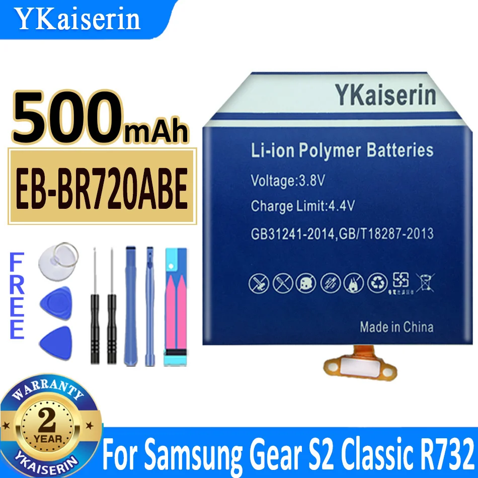 

YKaiserin For Samsung Gear S2 Classic SM-R720 R720 R732 Smart Watch 500mAh Replacement Battery EB-BR720ABE Batteria