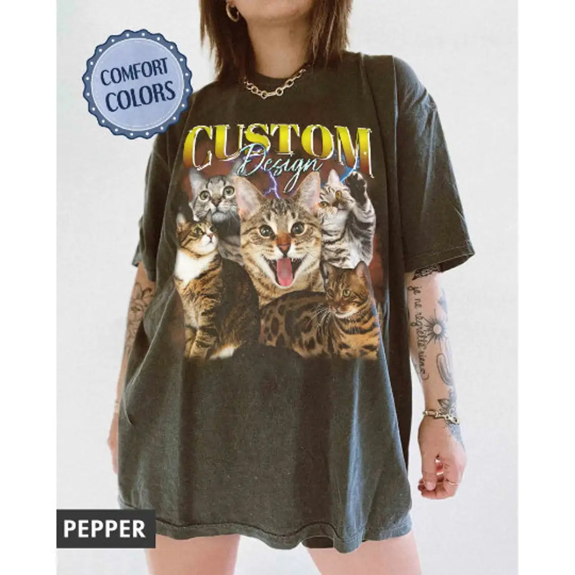 Винтажная промытая рубашка под заказ для домашних животных футболка кошек