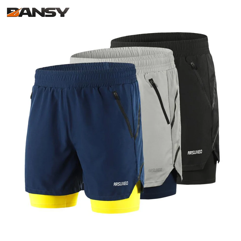 

ARSUXEO Men Running Shorts 2 In 1 Gym Clothing Summer Sports Pants Fitness Yoga Exercise Jogging Breathable Bicycle Shorts