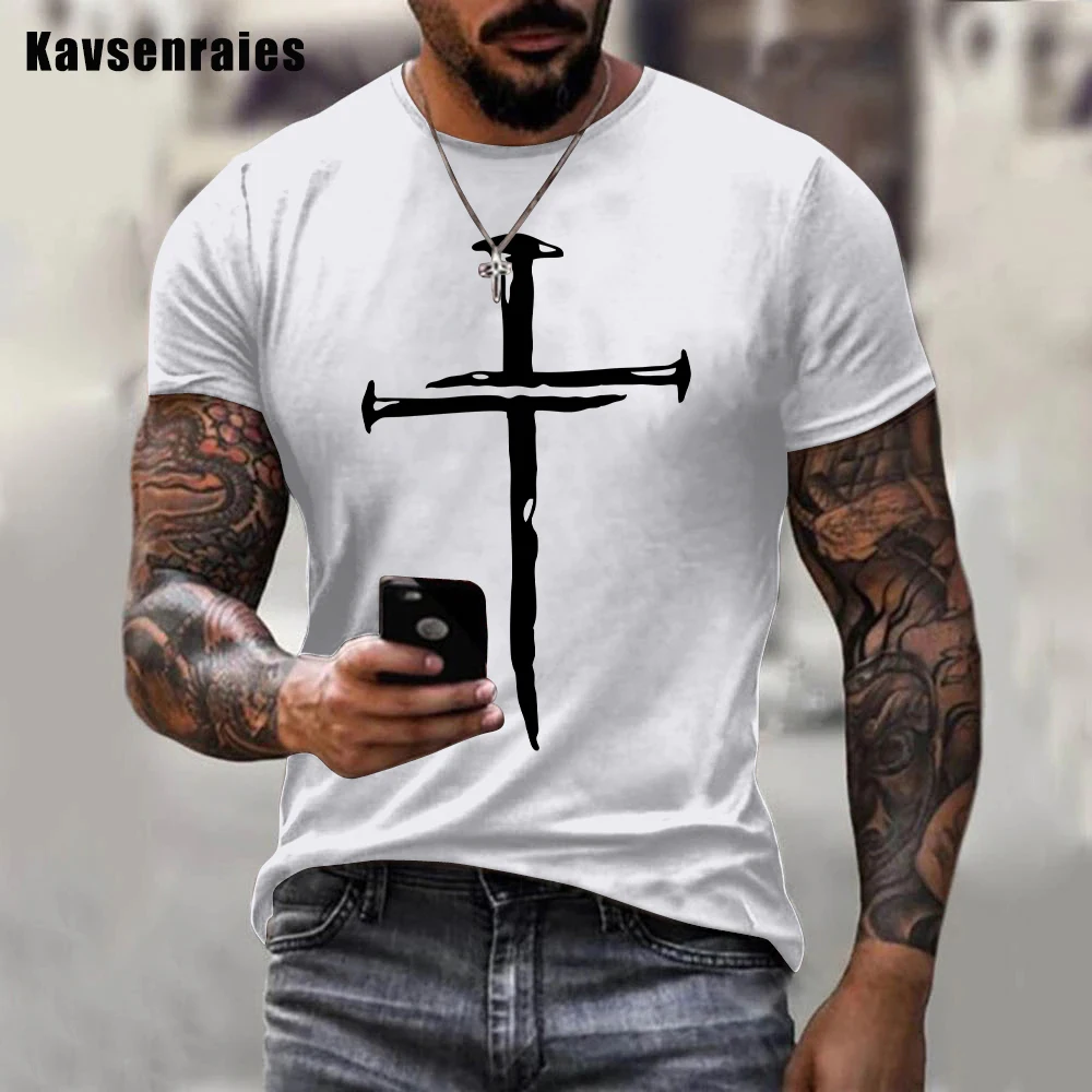 

2022 New Jesus Christ Cross 3D Print T-shirt Men Women Fashion Casual O-Neck Short Sleeve Harajuku Streetwear Oversized T-shirt