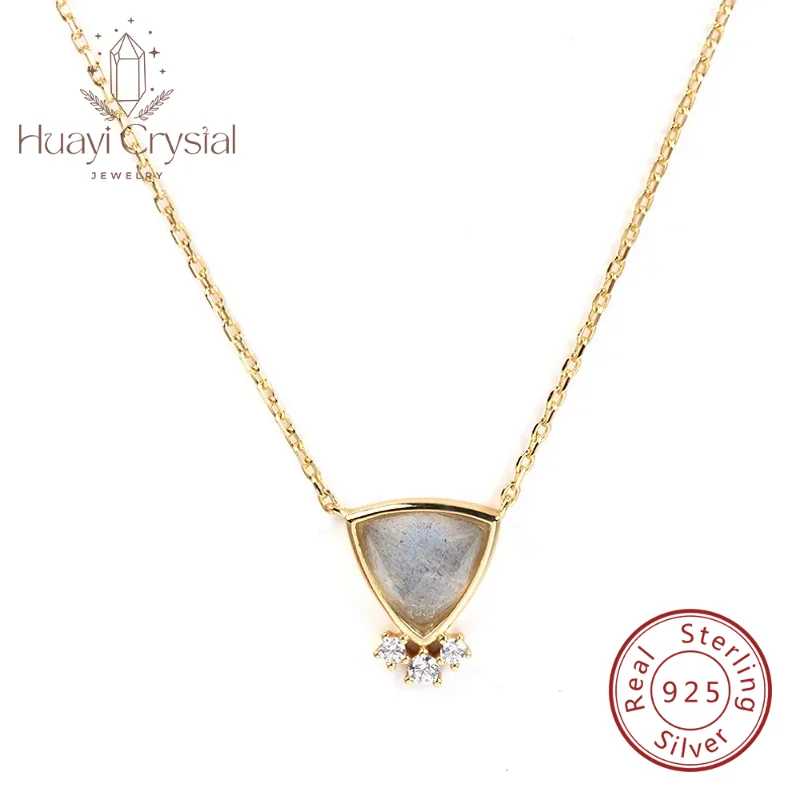 Ожерелье с подвеской в виде букета лабрадорита стиле ретро серебро 925 пробы