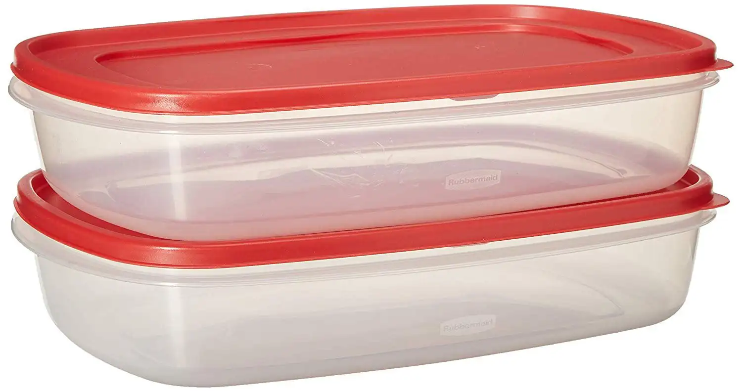 

Find Lid Square 1.5-Gallon Food Storage Container, 2-Pack, 24 Cup, 5.68 Liter Clear and Red