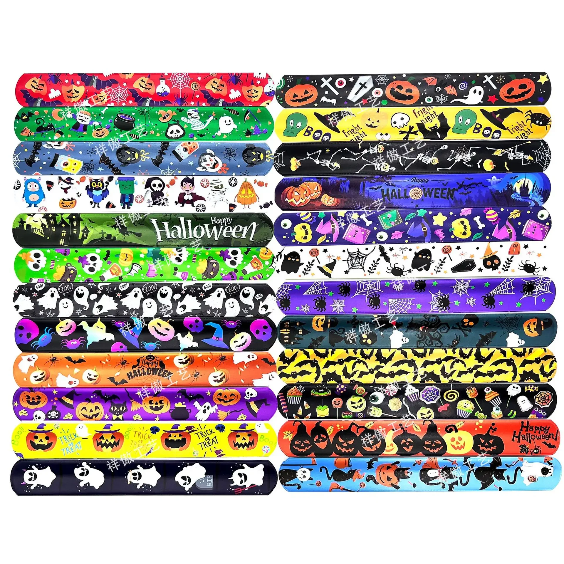 

Cartoon Halloween Clap Circle Pumpkin Witch Bat Ghost Festival Trick Or Treat Party Happy Helloween Party Decor Slap Bracelets