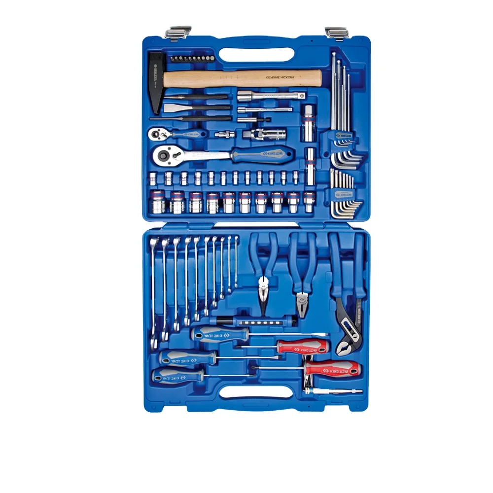 

KING TONY Industrial Factory hand tools 81 PCS 1/4+1/2 DR. Socket Wrench Ratchet Pliers hex key hammer punch 7581MR