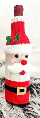 Рождественские чехлы для бутылок вина