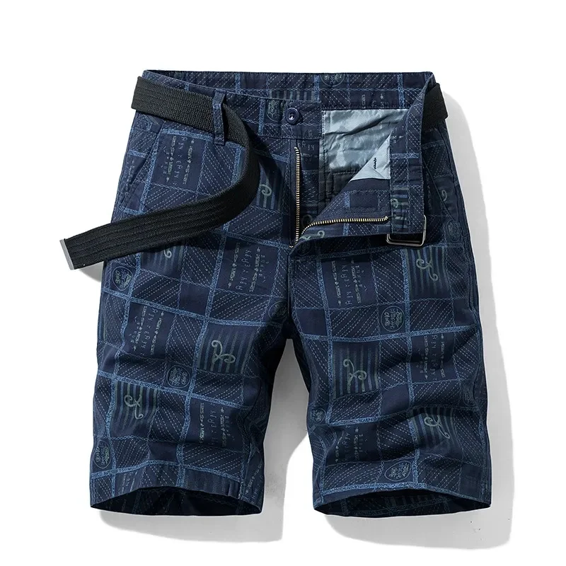 

Summer Men Cotton Print Casual Shorts Striped Short Pants New Beach