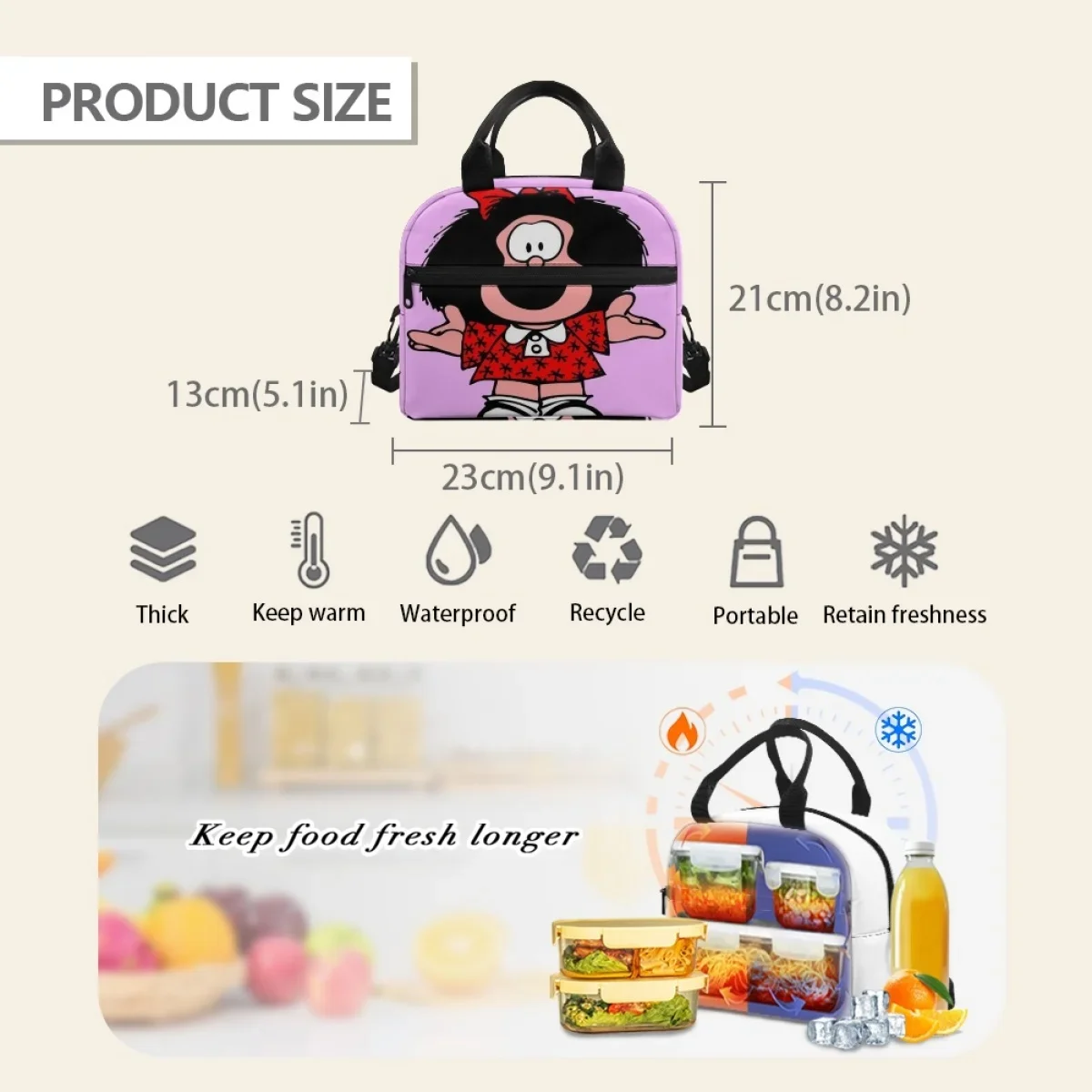 FORUDESIGNS Mafalda мультяшный дизайн ланч-бокс школьный детский стильный новый