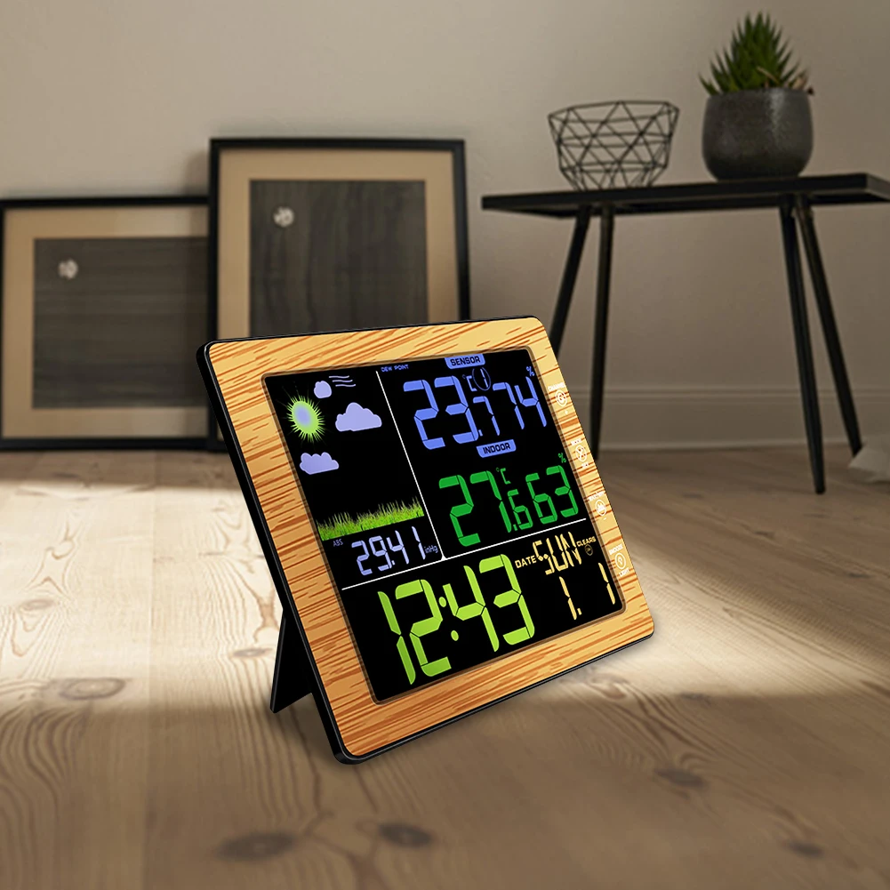 

Беспроводной цифровой термометр, креативный гигрометр с голосовым управлением, часы с цветным ЖК-экраном, наружный сенсор для помещений и у...