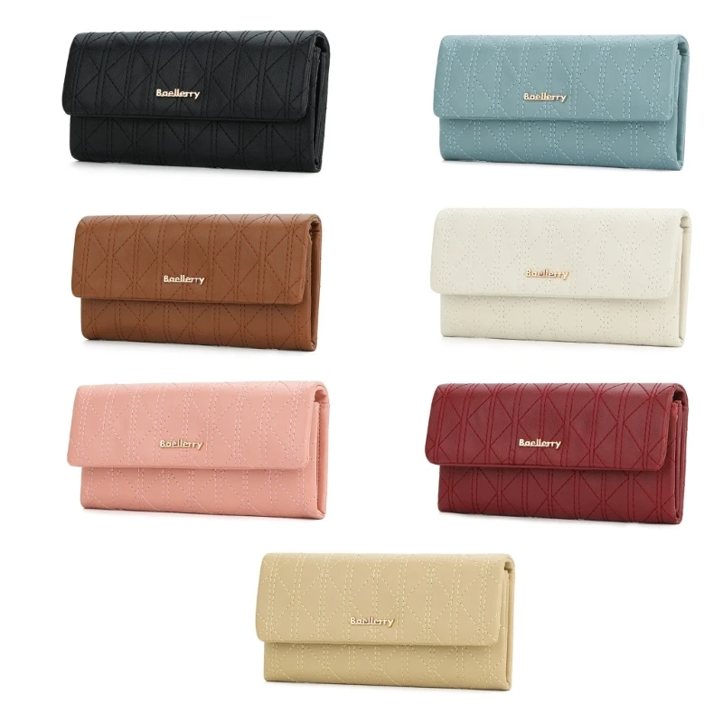 

Stylish Quilted Soft Leather Long Wallet for Women Clutch with Coin