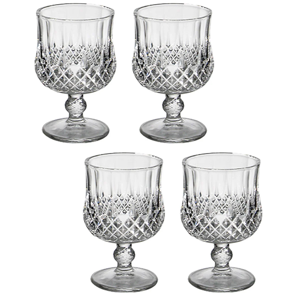 

4pcs Glass Glasses Frosted Goblets Party Champagne Goblet Red Glasses