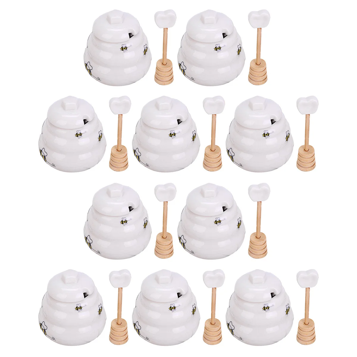 

Honey Jar Storage Ceramic Sauce Jars Jam Favors Beehive Seasoning Porcelainmason Wedding Bottles Dipper Containers Set Condiment