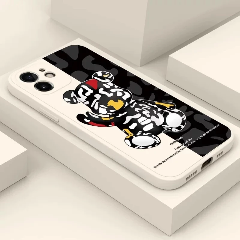 fashion side gloomy cool bear phone case for apple iphone 11 12 13 pro 12 13 mini x xr xs max 5 6 6s 7 8 plus luxury cover coque free global shipping