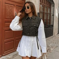 2022 design waistcoat streetwear tops large pocket womens vest black lapel sleeveless jacket autumn winter new fashion clothing