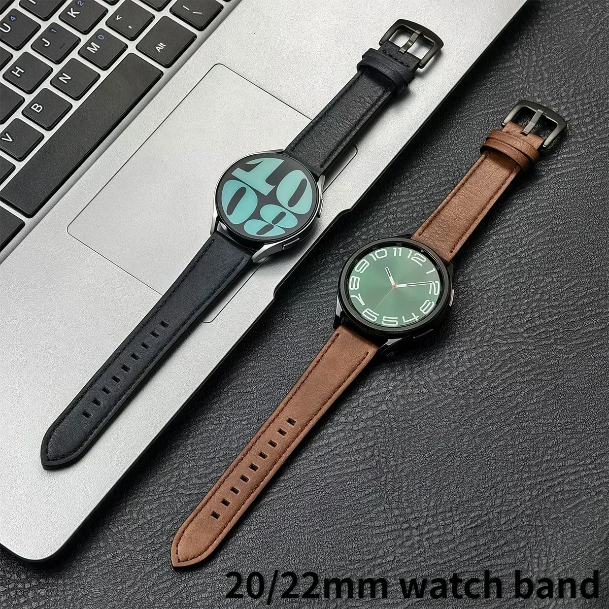 Ремешок кожаный для Samsung Galaxy Watch 7/6/5/4 40 44 мм винтажный браслет Gear Band Xiaomi Redmi 5 Lite/Active