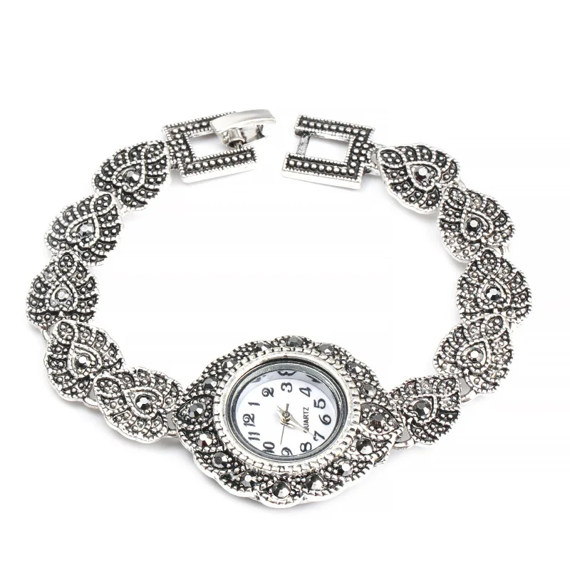 

Women Quartz Watch Luxury Flower Shaped Case Simple Dial Vintage Sliver Metal Female Diamond Watches Niche Ladies Wristwatch