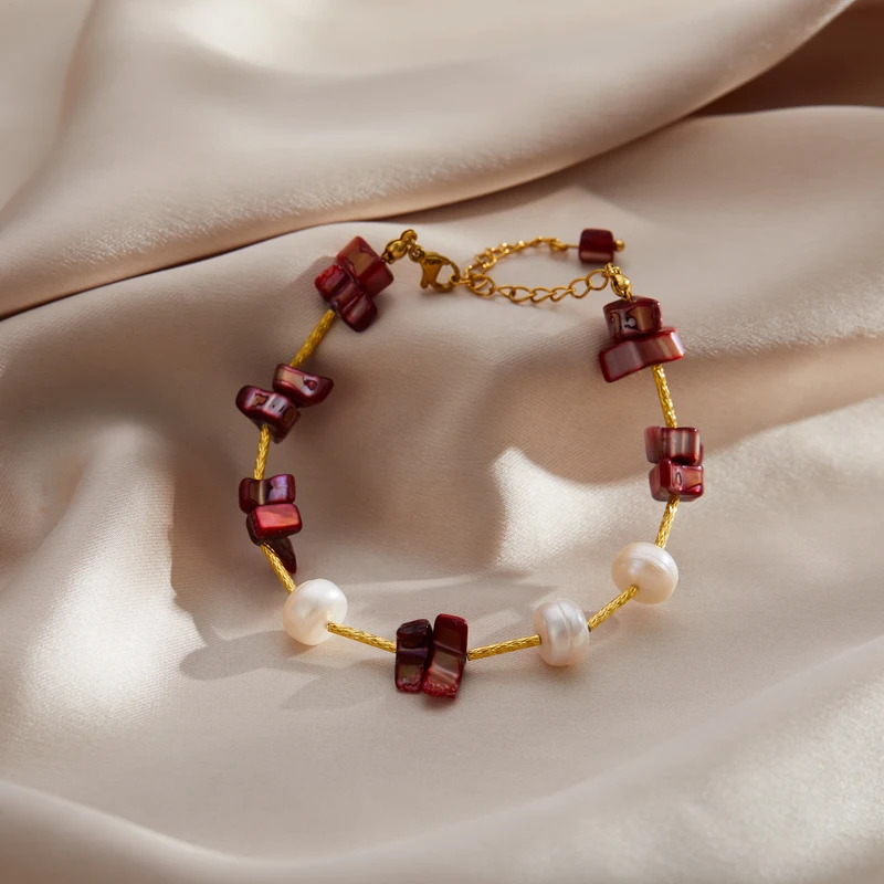 

Fashion Simple Stainless Steel Natural Pearl Bracelet for Women Exquisite Korean Original Design Bangles Jewelry Accessories