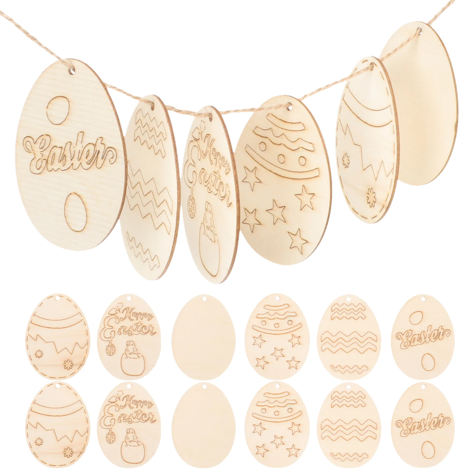 

36pcs Wooden DIY Easter Unfinished Wood Ornaments