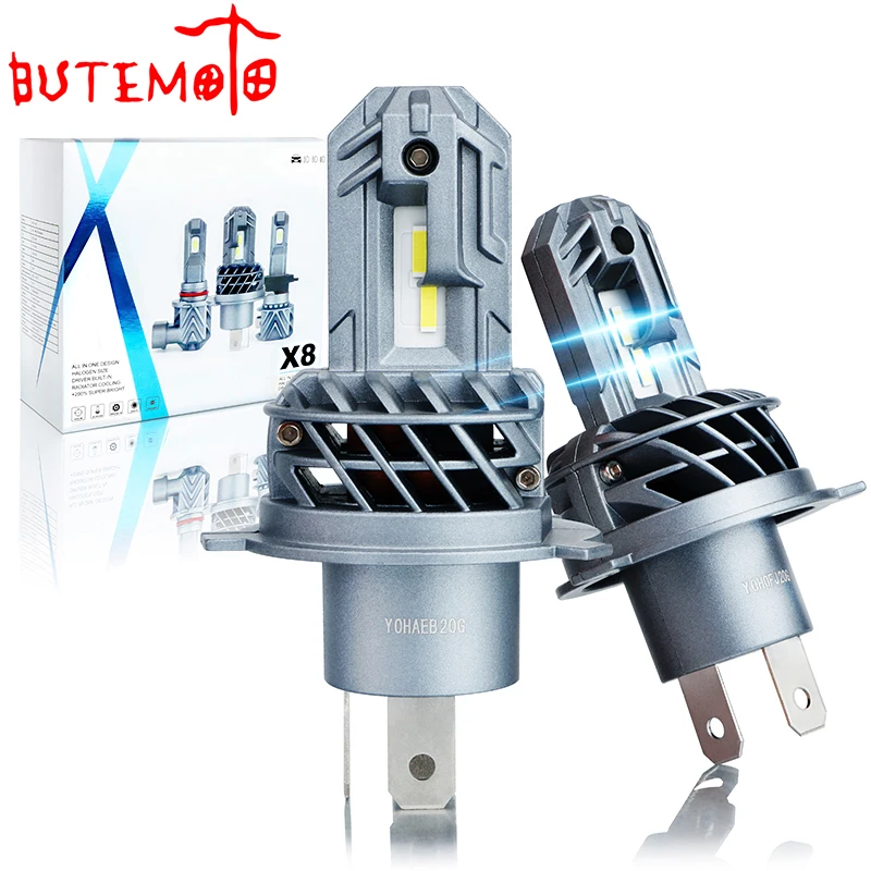 

BUTEMOTO X8 Car Headlight Bulb Kit Mini LED Chip CSP HB3 HB4 9005 9006 Automobile Fog Light H4 H7 H11 H13 Automotive 12V 6000K