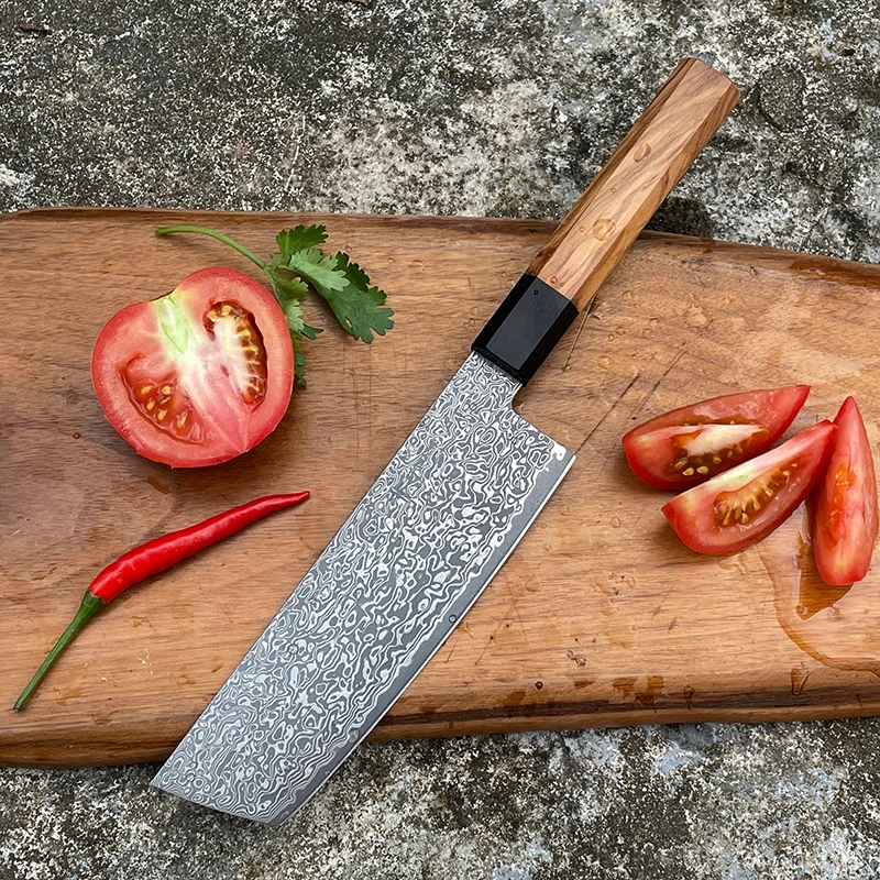SHOOZIZ YA02 Набор ножей Дамасская сталь Оливковое дерево Ручка Нож шеф-повара для