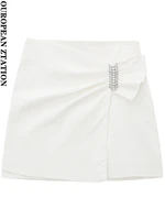 pailete women 2022 fashion with shiny buckled mini skirt vintage high waist side zipper female skirts mujer