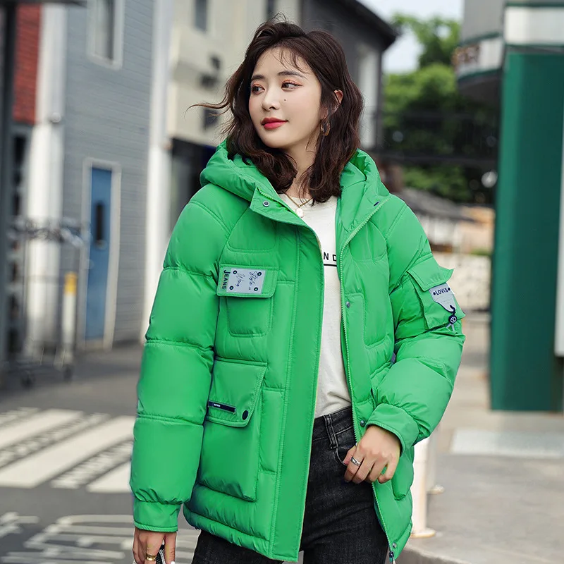 

Women's Padded Jacket Coat 2023 Autumn And Winter New Fashion Foreign Style Pockets Slim Korean Style Hooded Cotton Coat Women