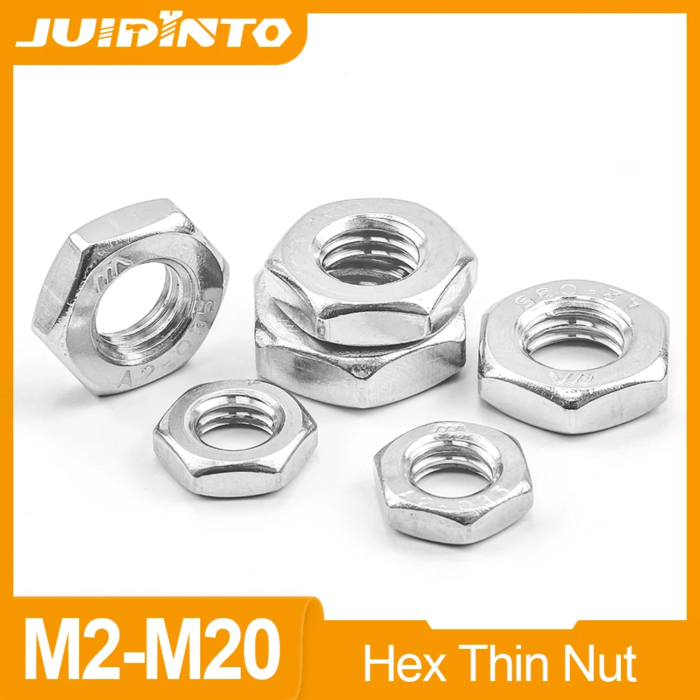 

Шестигранные тонкие гайки JUIDINTO из нержавеющей стали M3 M4 M5 M6 M8 M10 M12 M14 M16 M18 M20 Шестигранные тонкие гайки DIN439