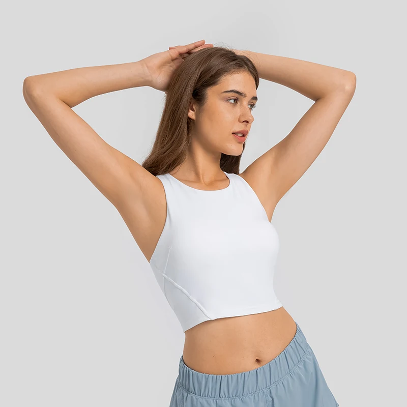 ABS LOLI High Neck Fitness Sports Bras Padded Yoga Crop Top Women Racerback Workout Athletic Gym Tank Top with Built In Bra