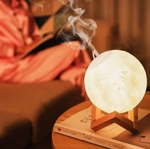 

USB 3D Moon ночсветильник, Ароматический диффузор эфирного масла, очиститель воздуха, увлажнитель воздуха из ПВХ, для спальни, детская ароматера...