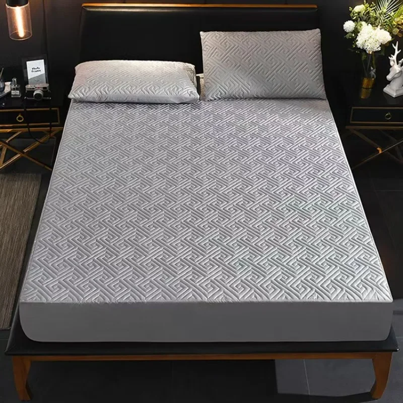 markii Zagęszczony ochraniacz na materac Queen Double Single Antypoślizgowy elastyczny prześcieradło Jednokolorowa narzuta łóżko (bez poszewki