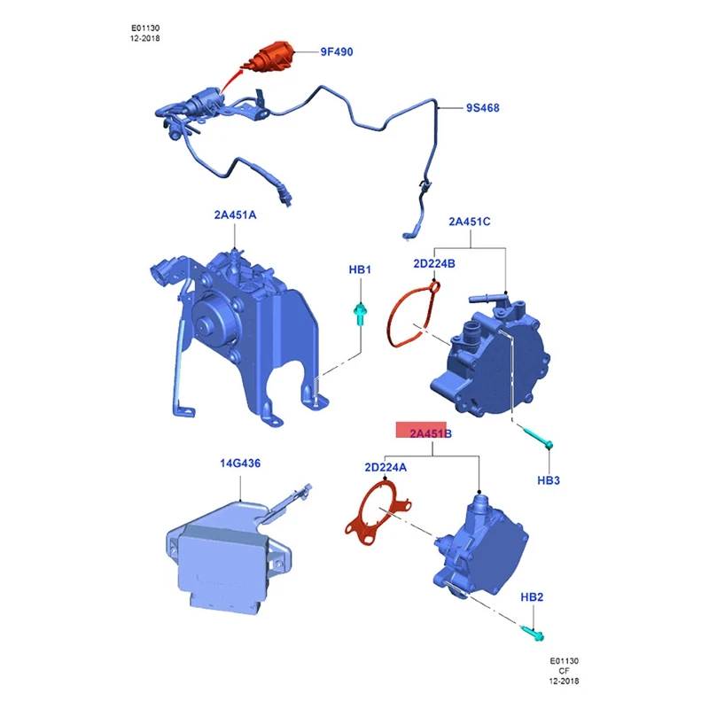 Car Brake System Vacuum Pump Assembly BM5G-2A451-HA BM5G-2A451-ED For Ford Escort 1.5L Escape 1.6L 2013-2019 BM5G2A451ED