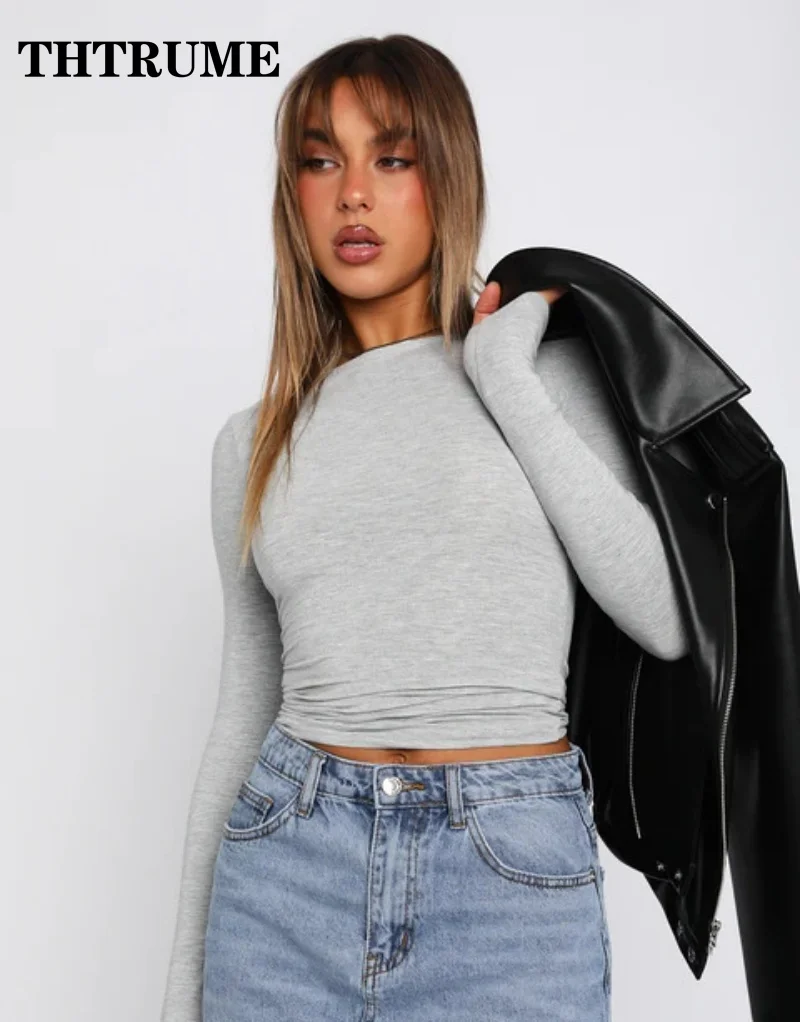 Повседневная Женская футболка с длинным рукавом модные осенне-зимние розовые