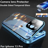 for iphone 13 12 11 pro max 13 12mini shockproof full lens protection double sided buckle magnetic clear case lens metal cover