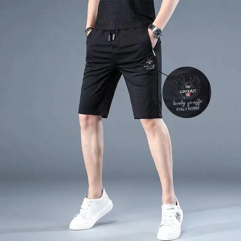 

Шорты мужские с вышивкой-пауком, тонкие повседневные спортивные короткие штаны, модные бриджи с вышивкой, на лето