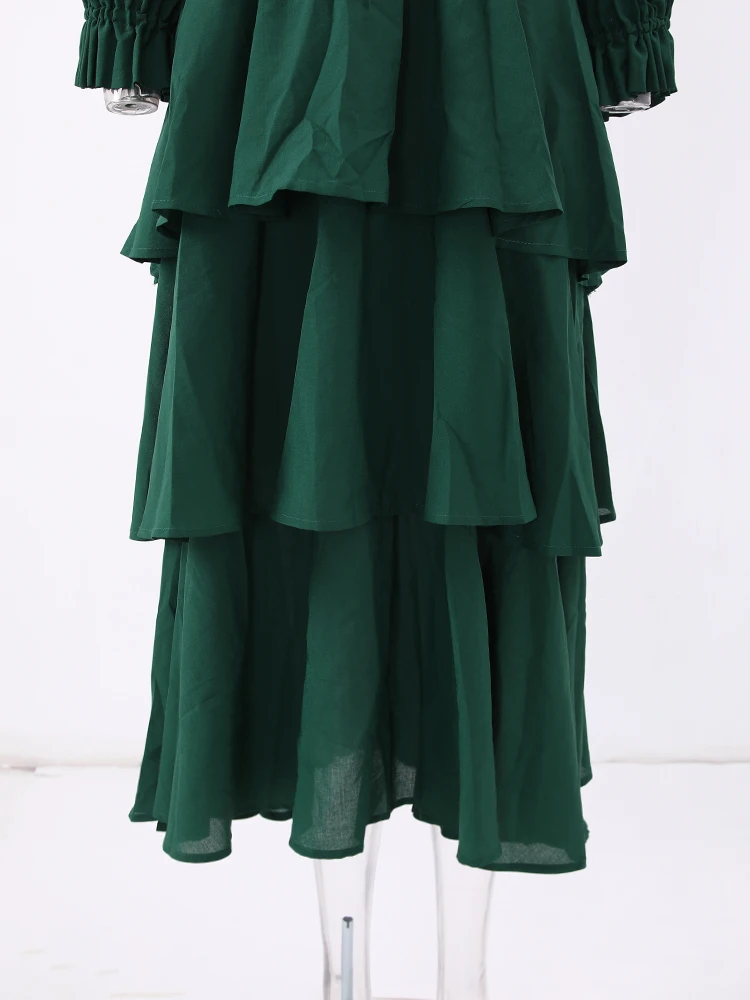 Модное Плиссированное женское платье LANMREM с оборками рукава-фонарики вечерние