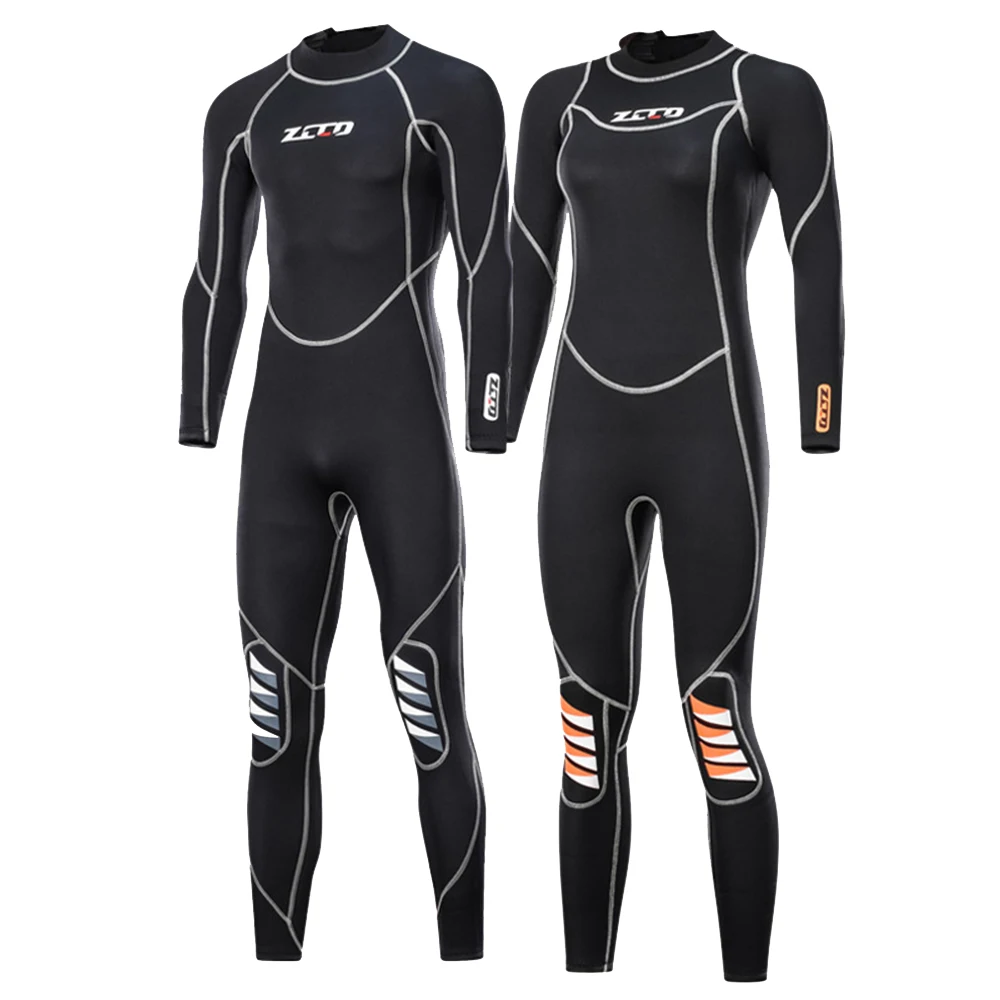 3MM Neoprene Wetsuit Men's And Women's Fashion One-Piece Long-Sleeved Stitching Warm Water Sports Snorkeling Surfing Wetsuit