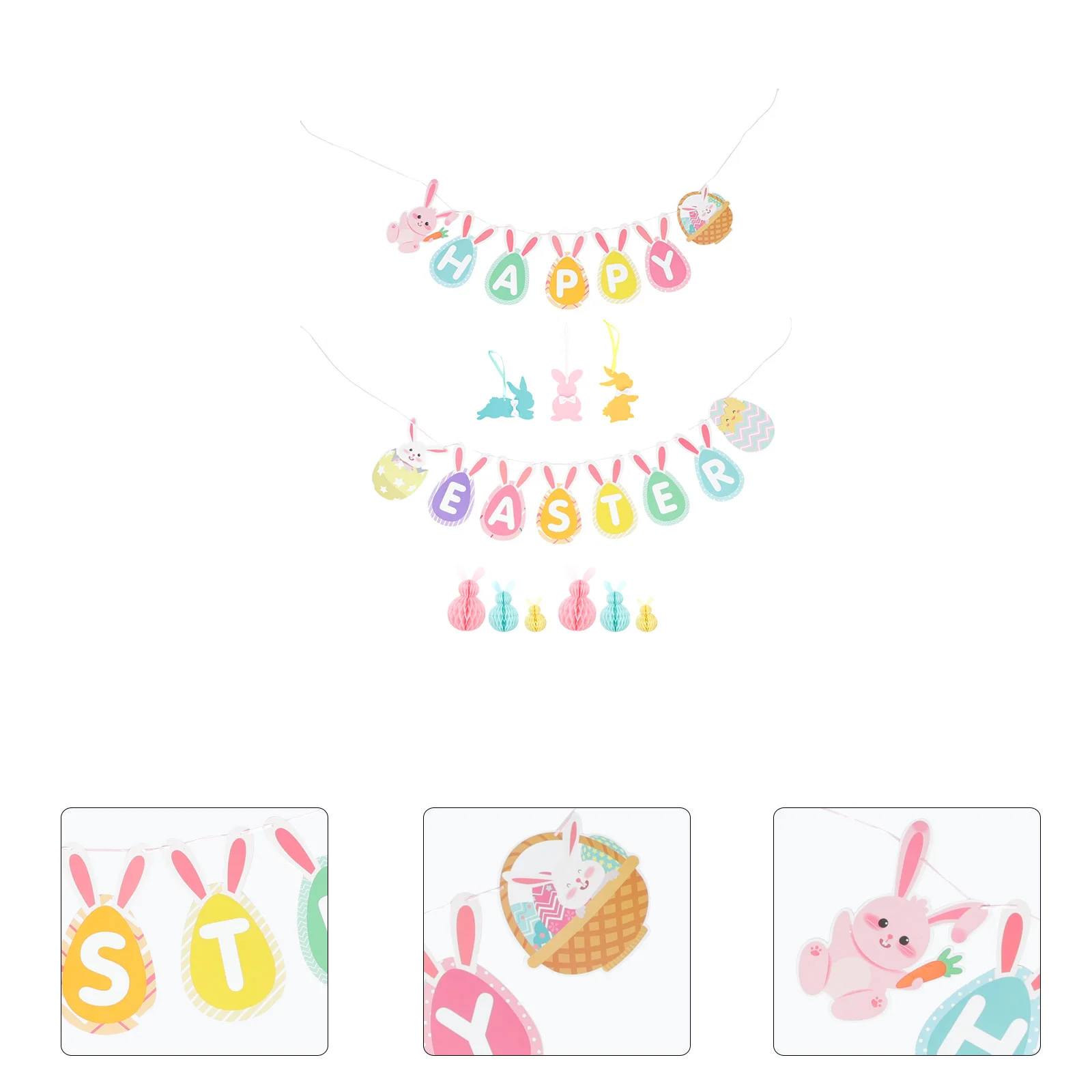 

1Set Easter Party Hanging Bunting Decorative Bunny Banner Unique Hanging Flag